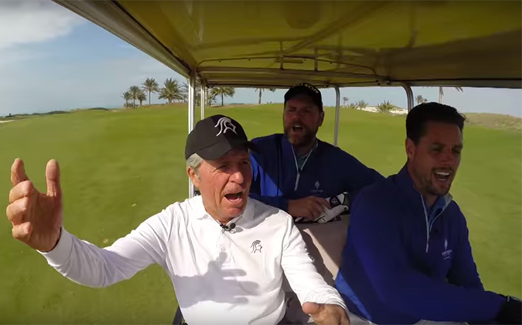 Gary Player belts out Johnny Cash’s ‘Ring of Fire’ in cartpool karaoke at Saadiyat Beach