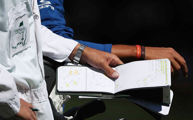 Look closely at Rickie Fowler’s yardage book and the amount of detail is amazing