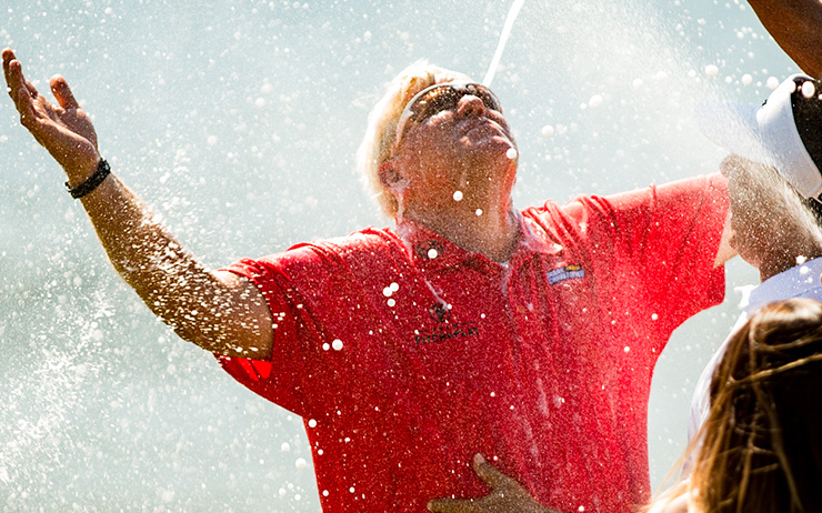 Watch John Daly get drenched after winning 1st PGA Tour Champions title