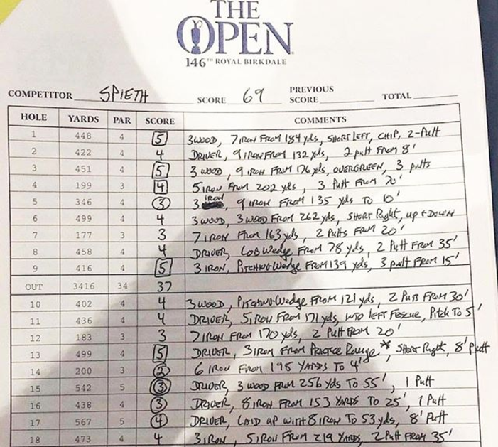 These Open Championship notes from Jordan Spieth’s caddie are a sight to behold