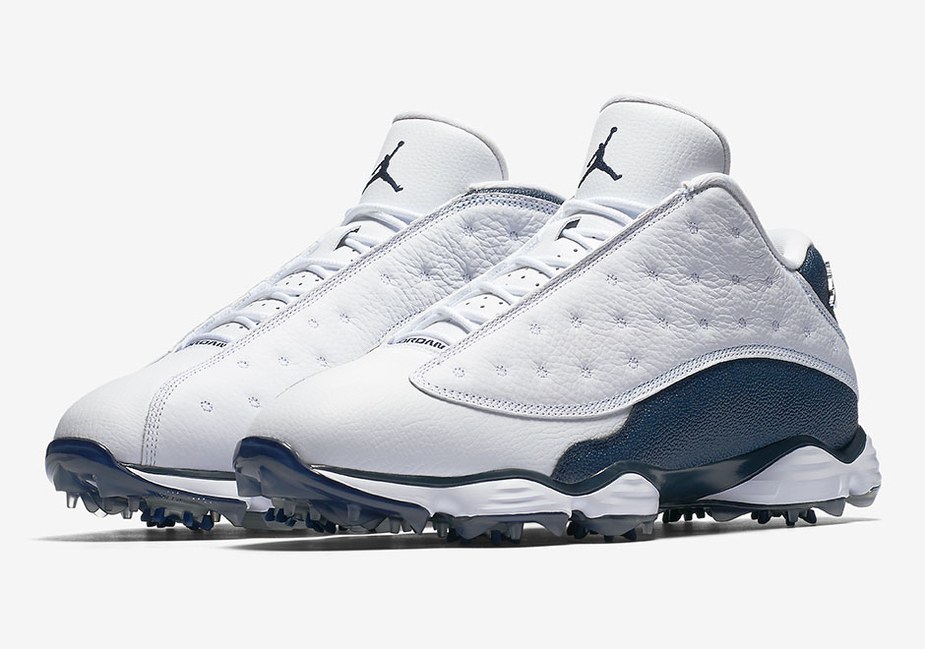 Early look at the navy Air Jordan 13 golf shoes