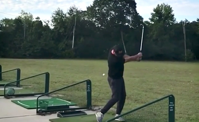 Stop what you’re doing and watch this unbelievable backwards golf trick shot