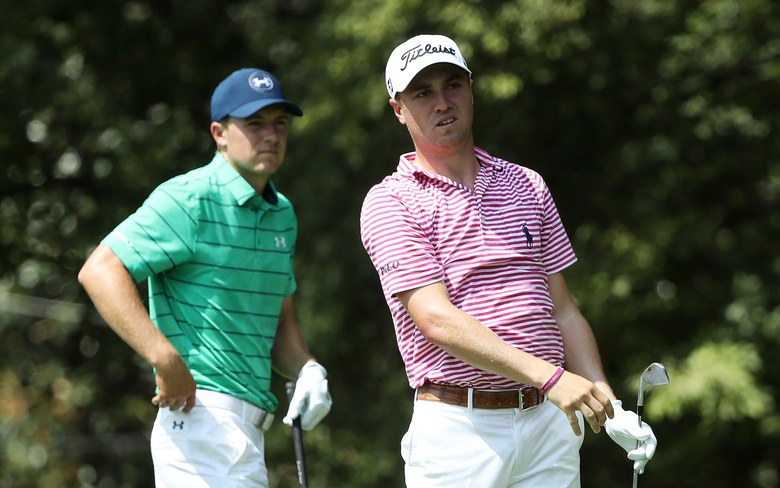 Justin Thomas, Paul Casey and Webb Simpson tied for the lead at the Tour Championship