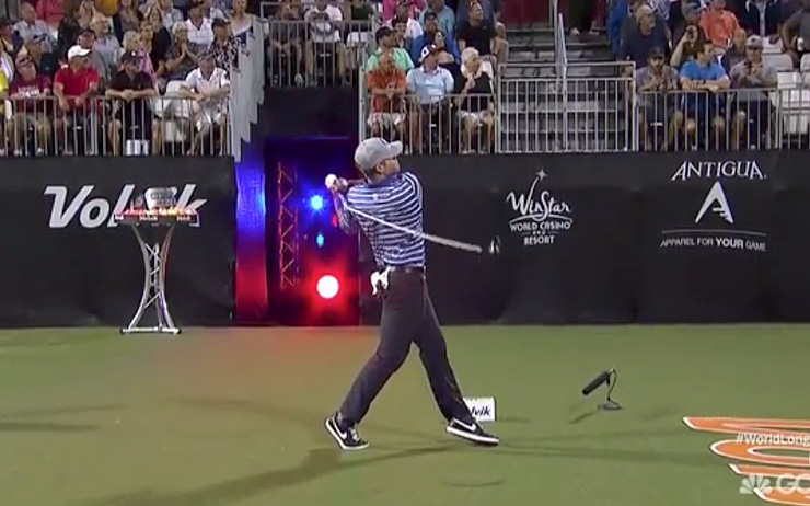 Long Drive contestant’s swing is so violent it snaps driver shaft, sending clubhead into crowd