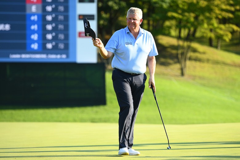Colin Montgomerie holes everything on the back nine, wins first senior tour event in Japan