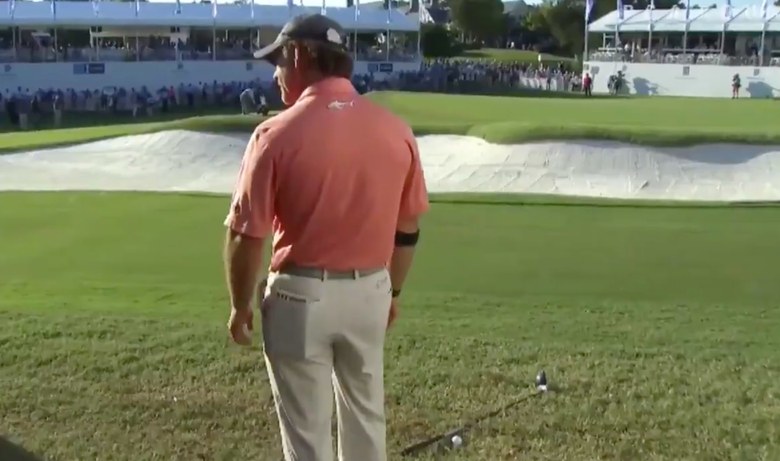Scott McCarron takes it out on his driver after incurring fluky penalty stroke