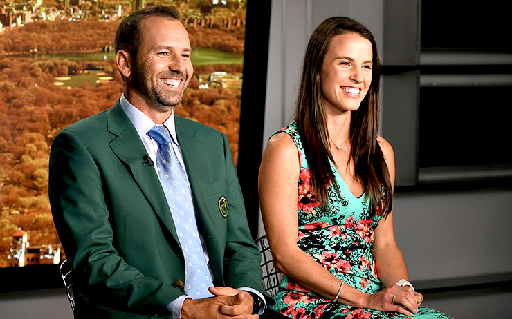 Sergio Garcia offers up a Masters-themed reveal that he and wife Angela Akins are having a baby