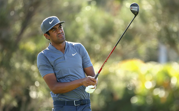 Tony Finau shoots seven-under 65 to grab the solo lead at Torrey Pines