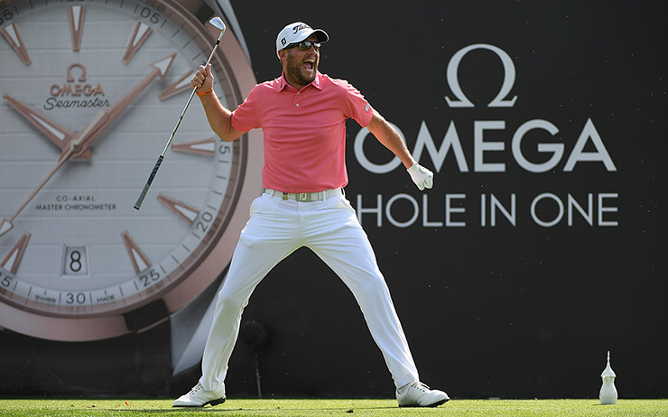 Perfect timing as Southgate aces the par-3 7th hole at Emirates Golf Club