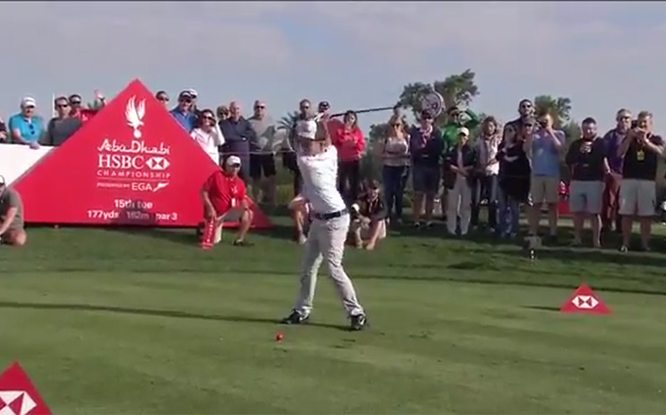 Watch: 13-year-old hits tee shot inside of Dustin Johnson, Tommy Fleetwood in Abu Dhabi