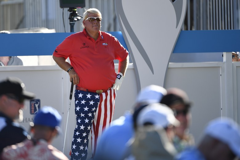 Watch John Daly make a hole-in-one at the Chubb Classic while wearing American flag golf pants