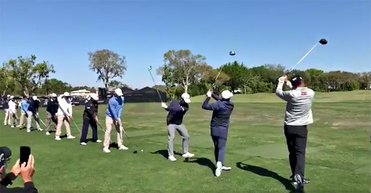 Golfers at Bay Hill participate in driving range salute to Arnold Palmer — with a twist