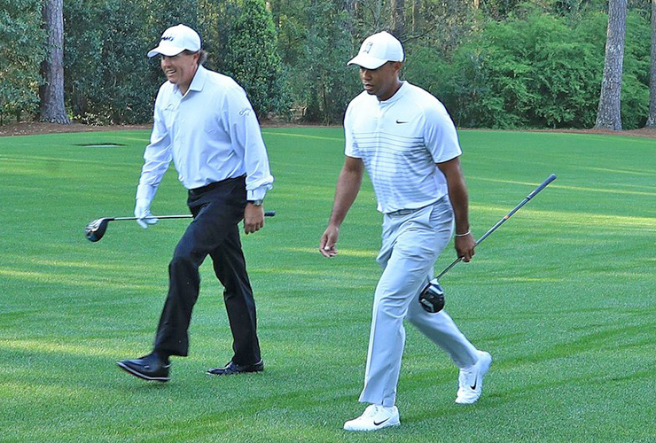 Rivals Tiger Woods and Phil Mickelson, together again, in perfect harmony … maybe