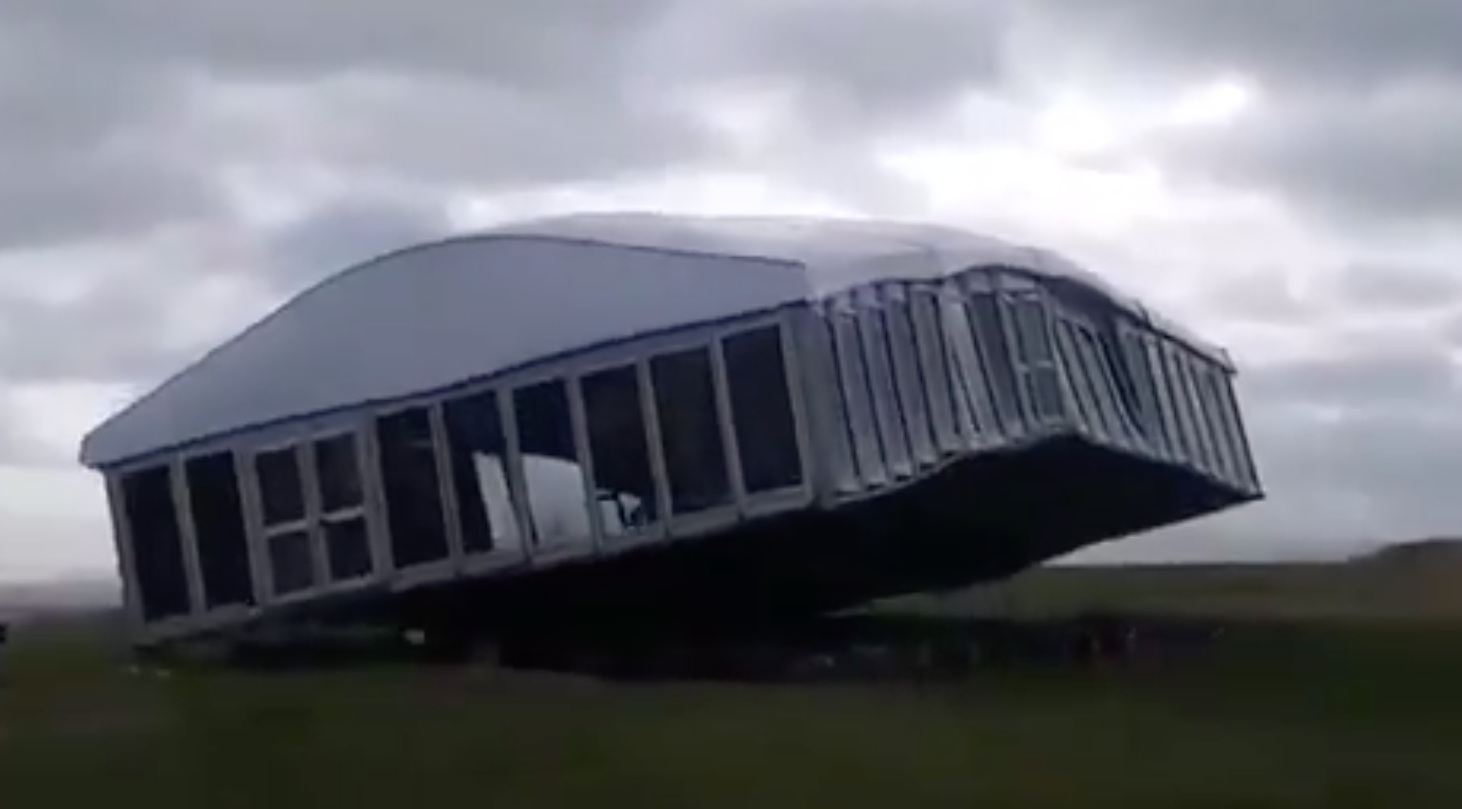 Watch high winds carry off a hospitality tent in Scotland