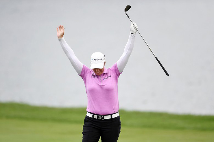 Brittany Lincicome breaks par in the second round of PGA Tour’s Barbasol Championship, holes 116-yard shot for eagle