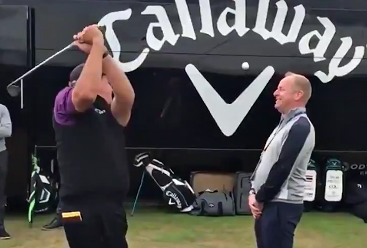 The Open 2018: Phil Mickelson is working hard on his short game by hitting flop shots over people