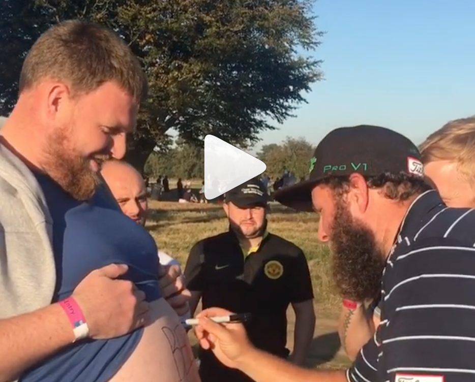Andrew “Beef” Johnston signs a man’s belly, continues to be a fan favourite