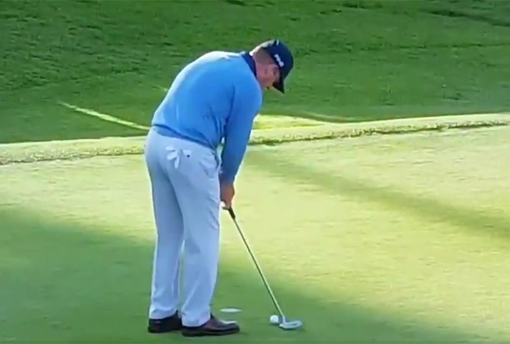 Watch Jeff Maggert five-putt from inside 10 feet on the 18th hole at the Hoag Classic
