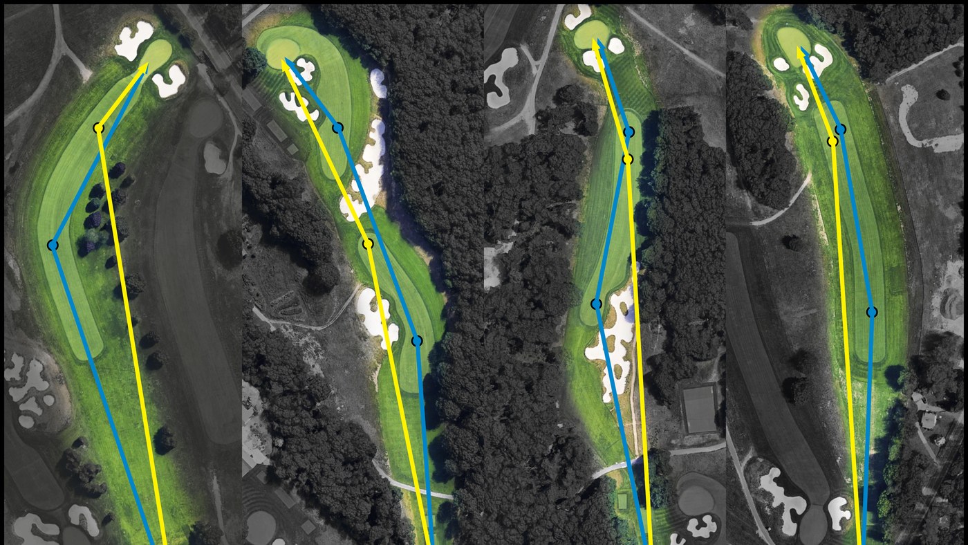 We used real data to determine what clubs a mid-handicap would hit at a major setup