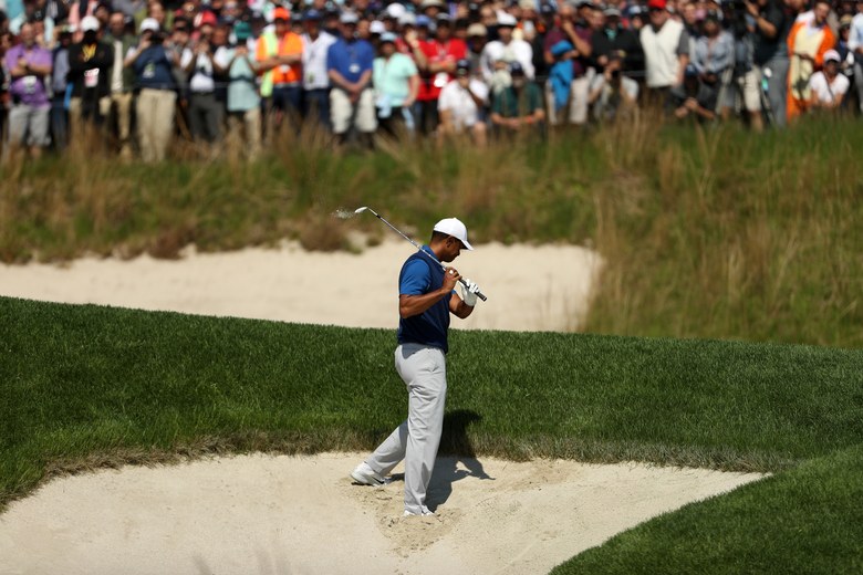 Tiger Woods shows flashes of brilliance in return from layoff, but also plenty of rust