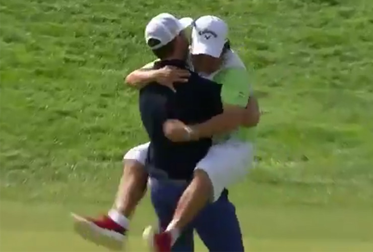 An epic victory celebration, Michelle Wie’s tearful goodbye(?), and a caddie blasts his former boss