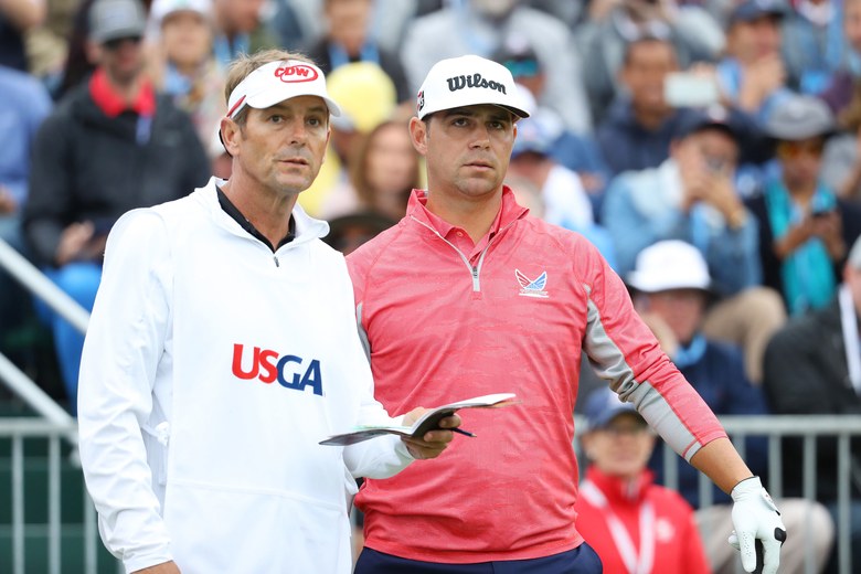 Caddie Brennan Little celebrates his second major win, only this time he skipped sneaking out to play the course