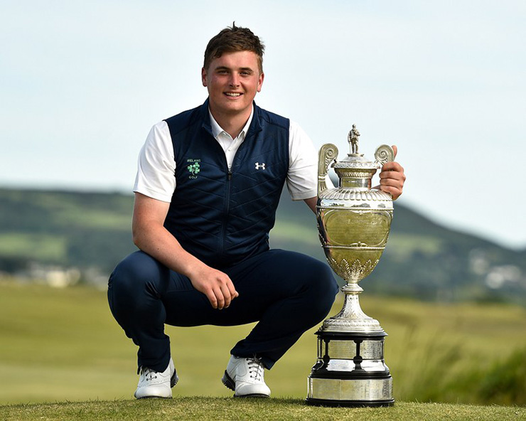 Ireland’s James Sugrue wins Amateur Championship at home as Portmarnock plays rare host