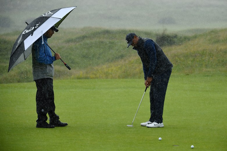 The Open 2019: With a swing admittedly in need of more practice, Tiger finalises his prep in the rain