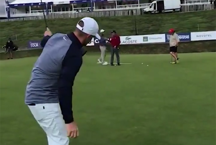 Alex Noren perfectly recreates his famous putt from the 2018 Ryder Cup