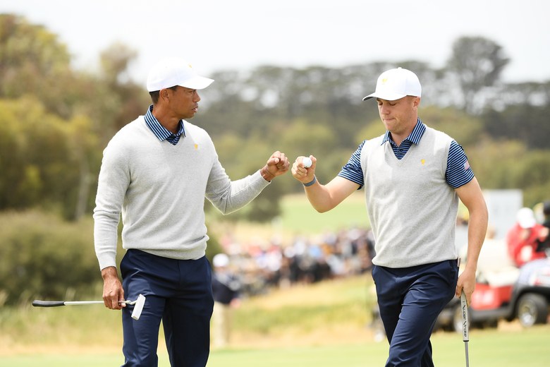 Justin Thomas pokes fun at ‘old man’ birthday boy Tiger Woods