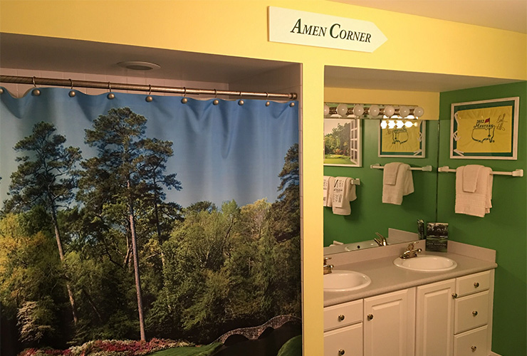 This Masters-themed bathroom is a beautiful sight to behold