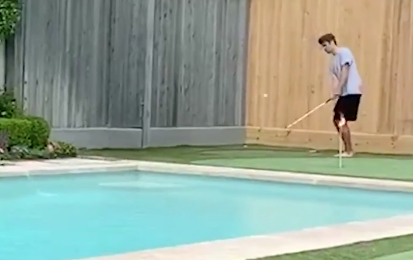 This future PGA Tour pro has perfected the art of skipping shots off a swimming pool