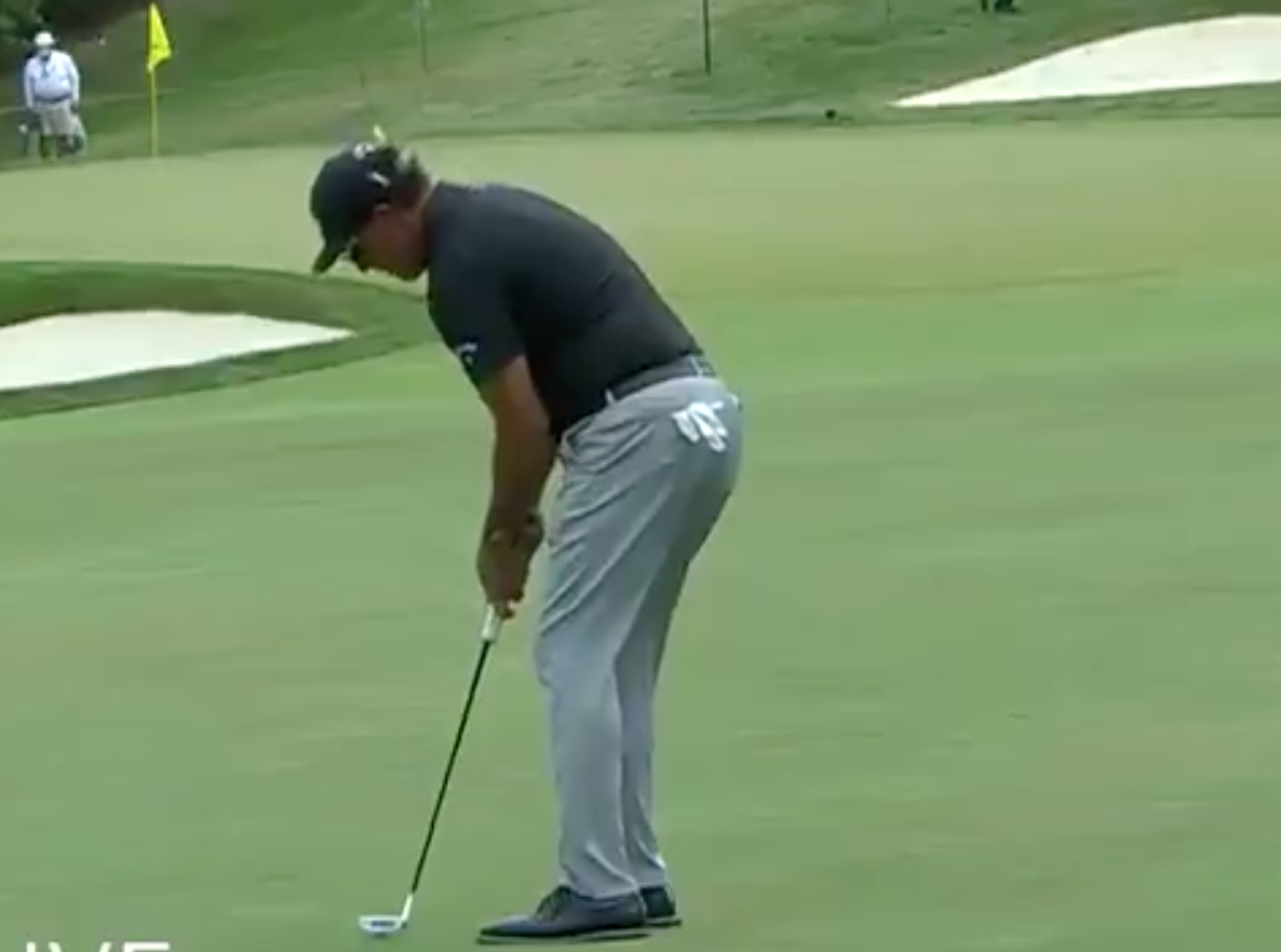 Phil Mickelson tried to hole a 78-yard shot with a putter from the fairway and, well, the results were interesting