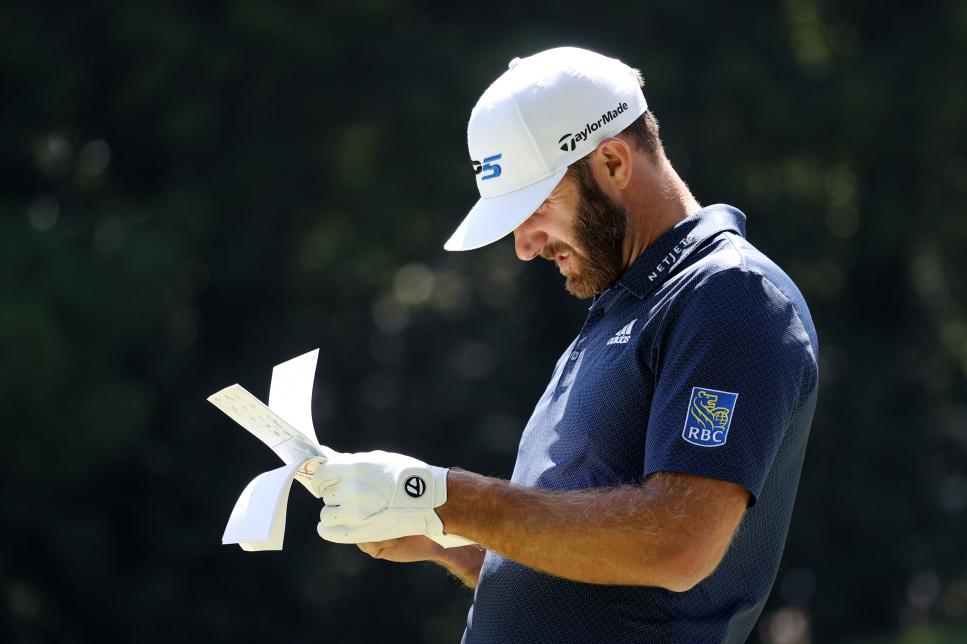 Dustin Johnson shoots a 65, grabs 54-hole lead, all while missing this from his bag