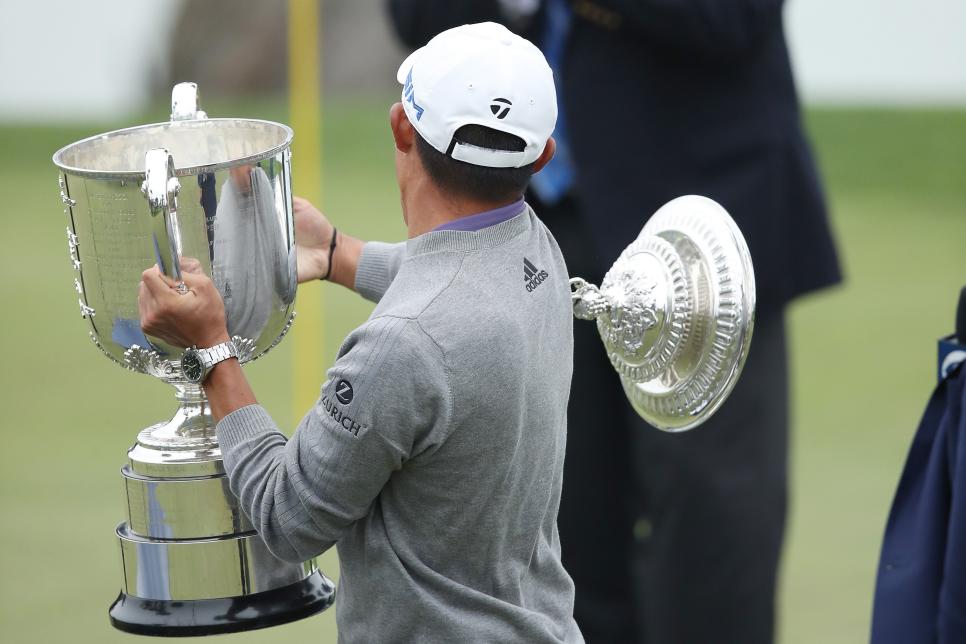 Collin Morikawa’s fumbling of the Wanamaker Trophy was the only thing he did wrong on Sunday