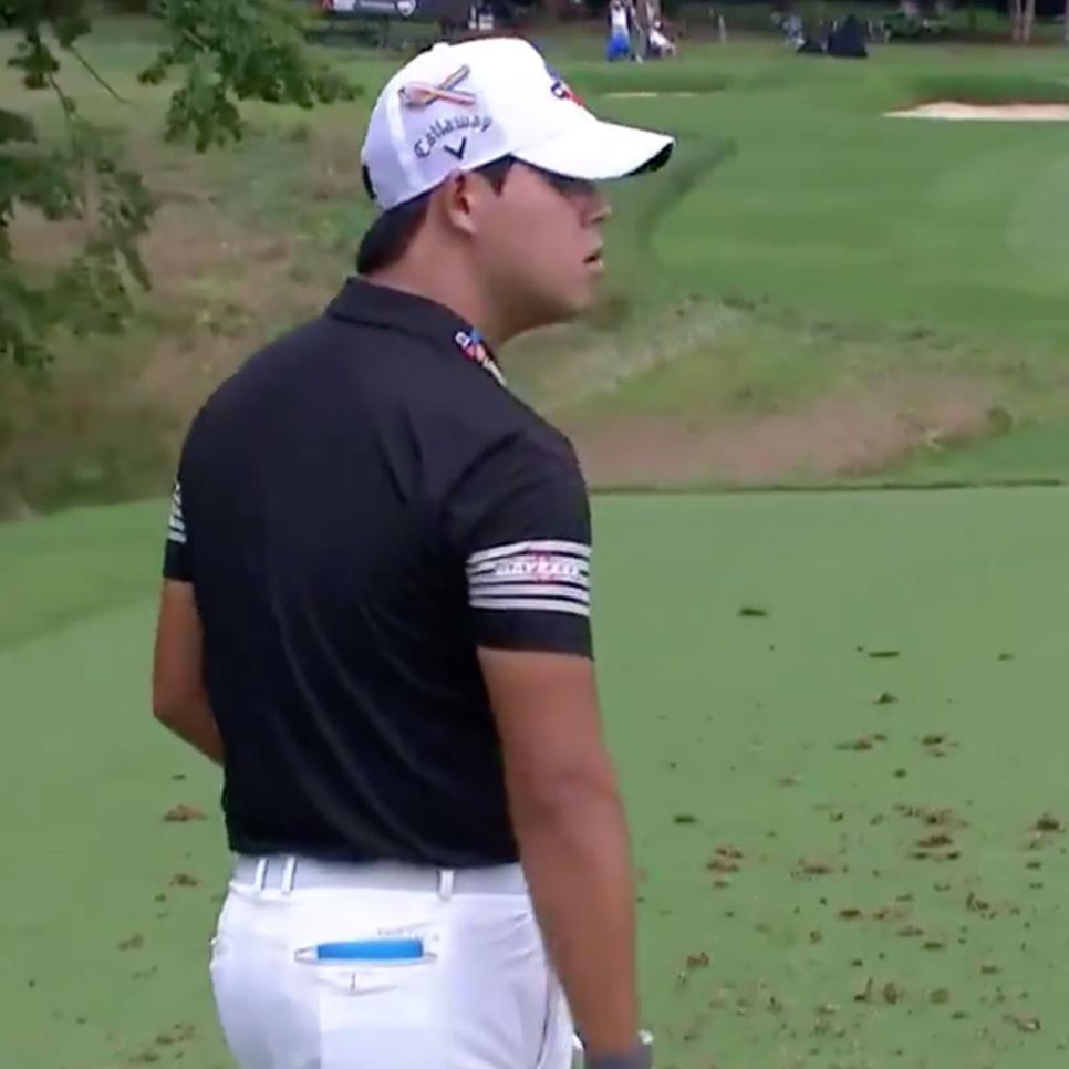 Watch Si Woo Kim make one ace, then lip-out for a second at the Wyndham Championship