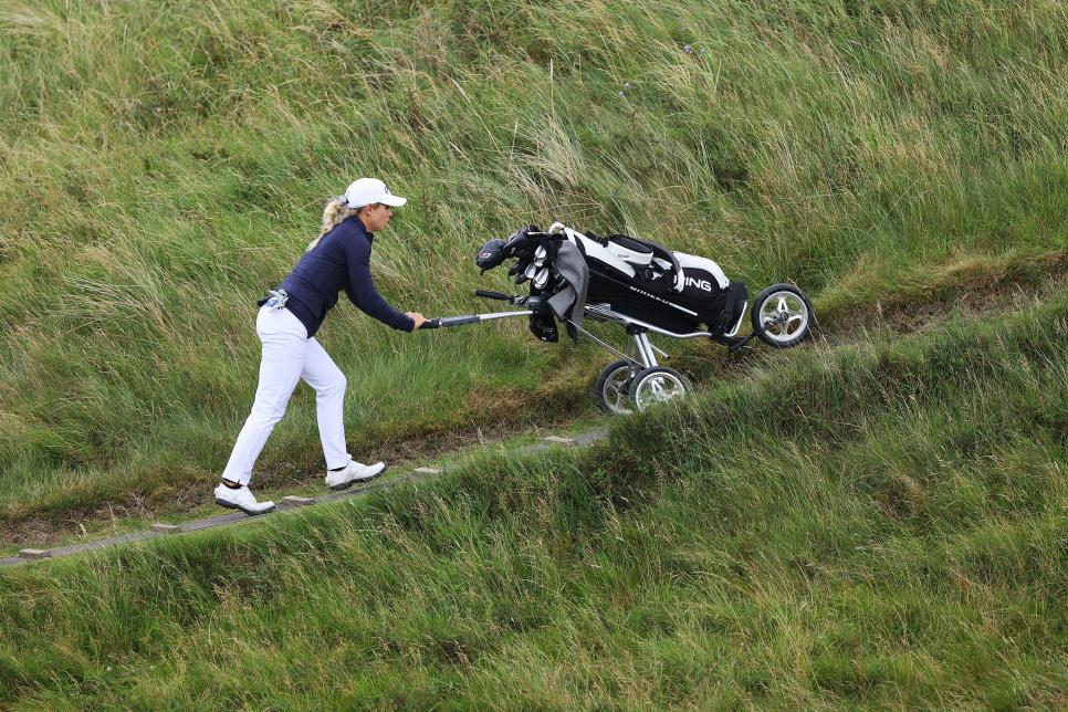 LPGA Tour pro opts for pushcart instead of caddie at AIG Women’s British Open, is in contention