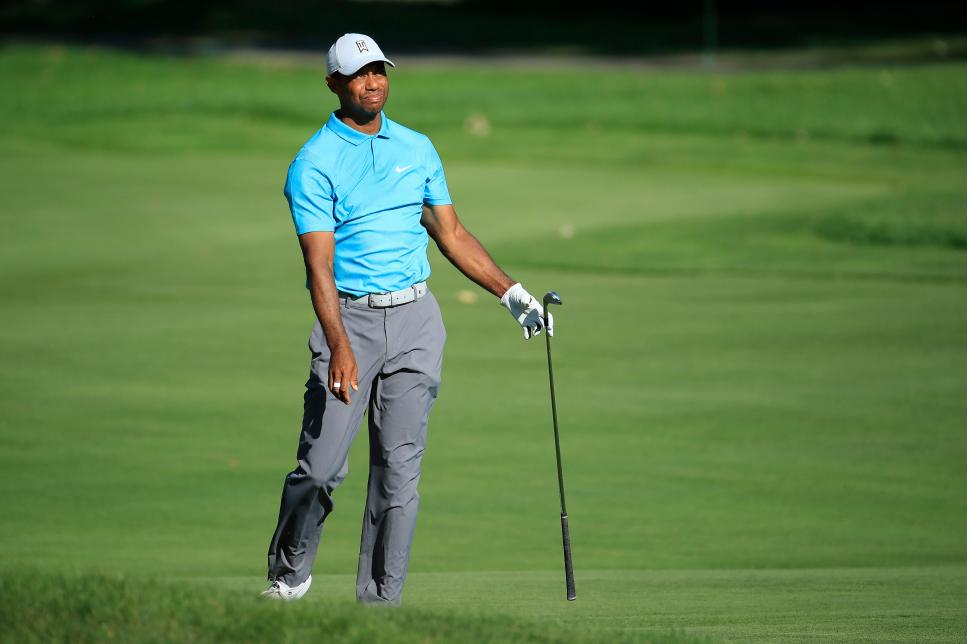 Three late bogeys turn Tiger Woods’ opening round at the BMW from solid to disappointing