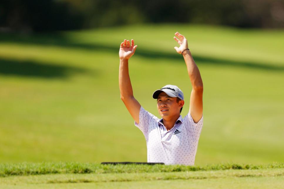 Watch clutch Collin Morikawa hole an insane 47-foot bunker blast from a buried lie
