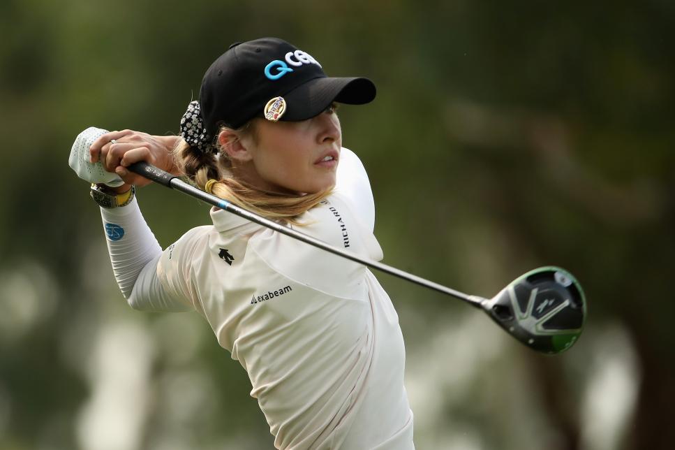 Nelly Korda opens bid for her first major with a 66 to lead by one