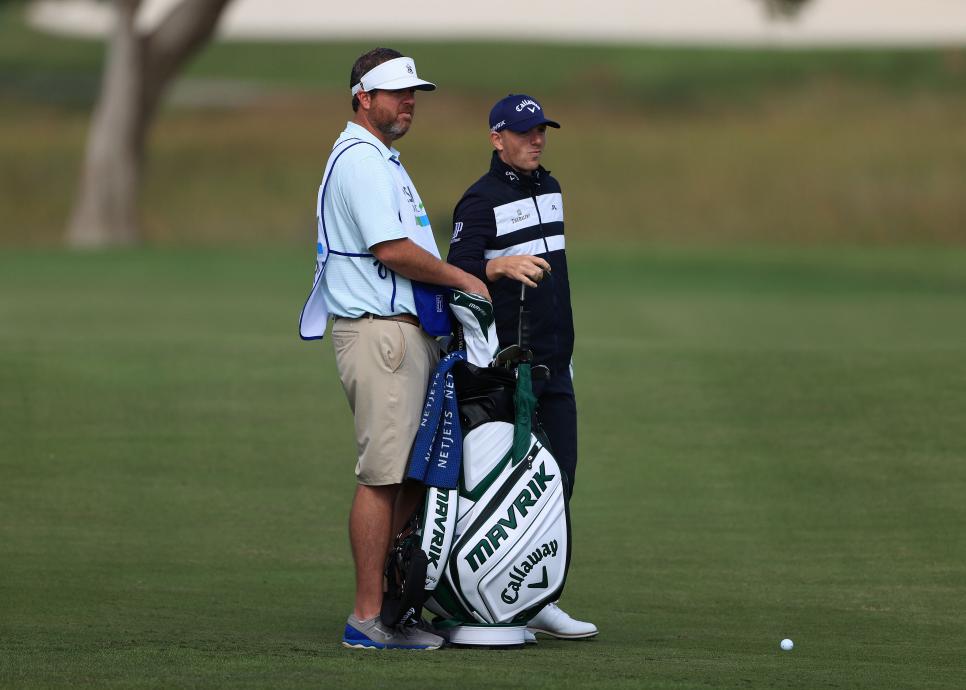 RSM Classic co-leader Matt Wallace had some priceless exchanges with his emergency caddie