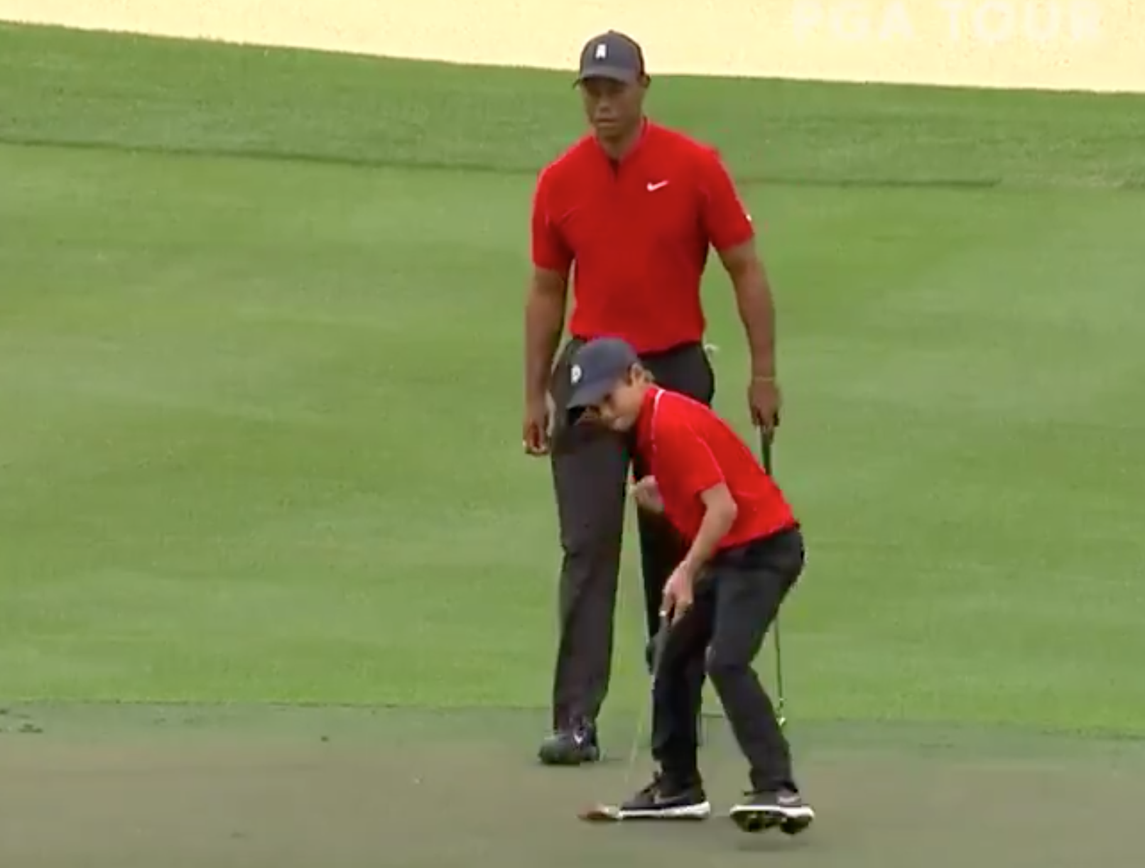This Charlie Woods fist pump looks a lot like vintage Tiger