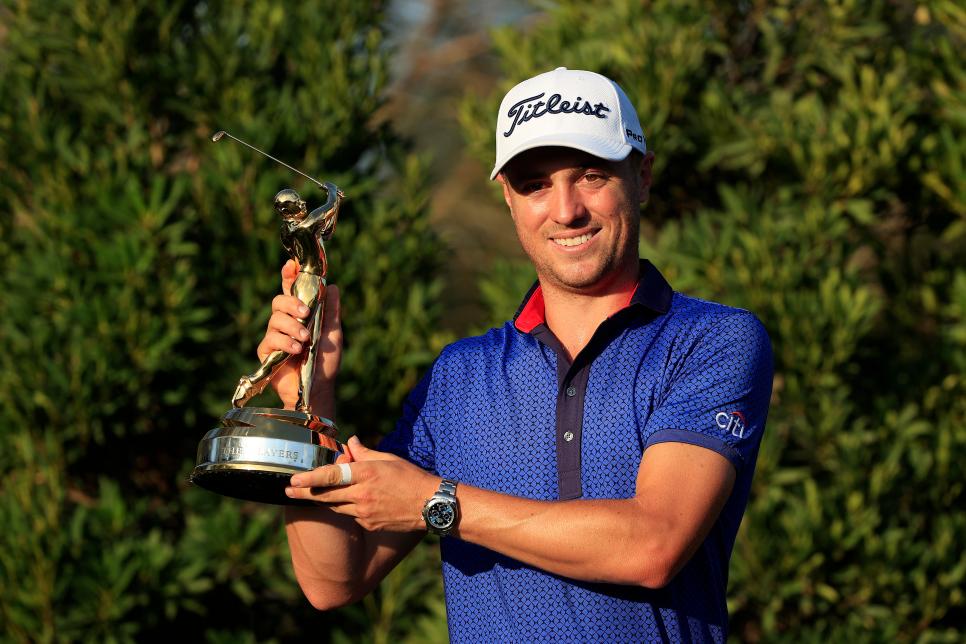 Justin Thomas couldn’t resist taking a playful jab at Tiger Woods after winning