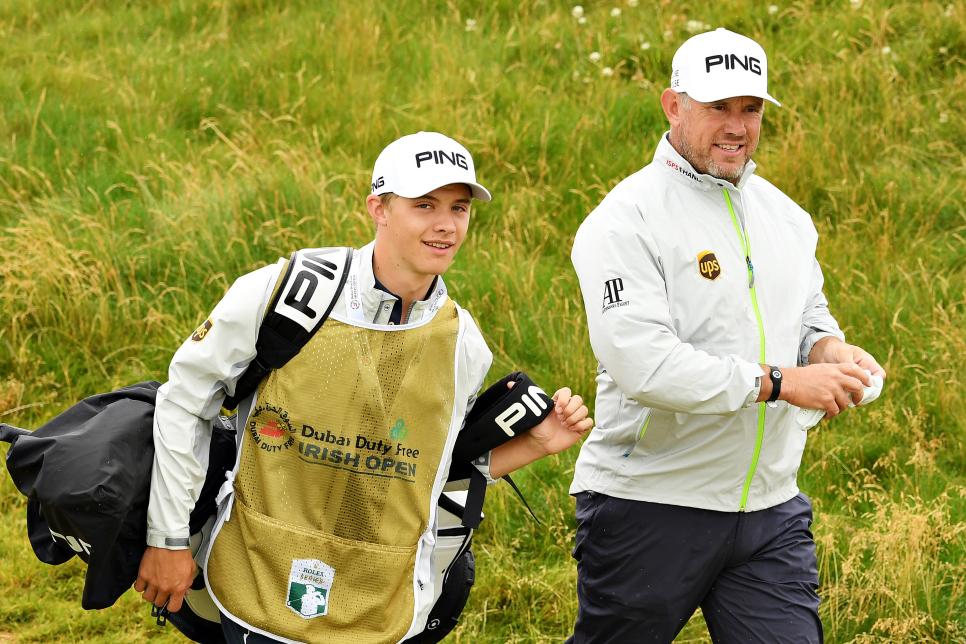 Lee Westwood gets clipped again, this time by his son at Augusta National