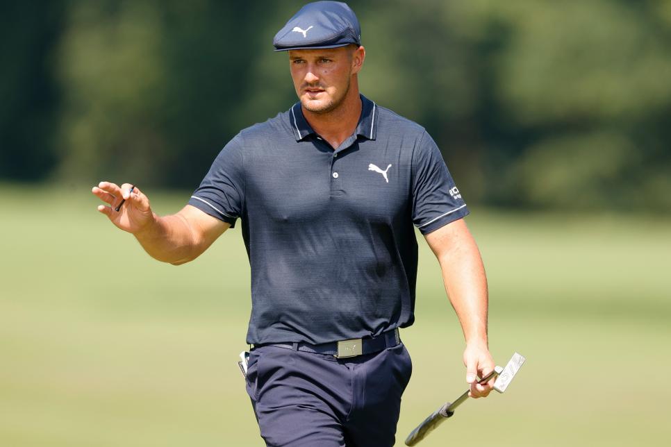 Bryson DeChambeau misses putt for 59 at soft Caves Valley, settles for career-best score