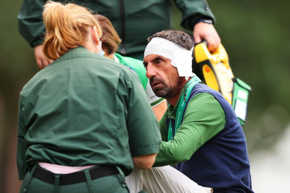 This European Tour pro hit his swing coach in head with an errant shot while in contention on Sunday
