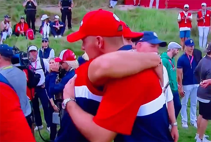 Bryson DeChambeau and Brooks Koepka bro-hugging is proof that nothing brings people together like the Ryder Cup