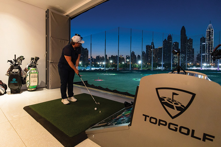 Lydia Hall takes on the toughest blind shot at Topgolf Dubai