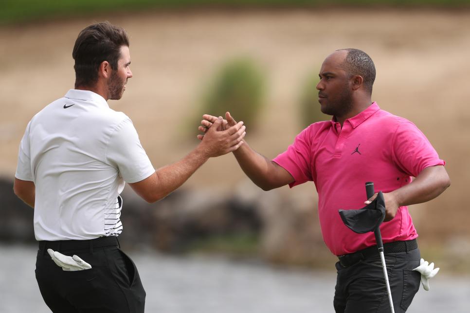Harold Varner, Adri Arnaus survive perplexing winds to lead Saudi International