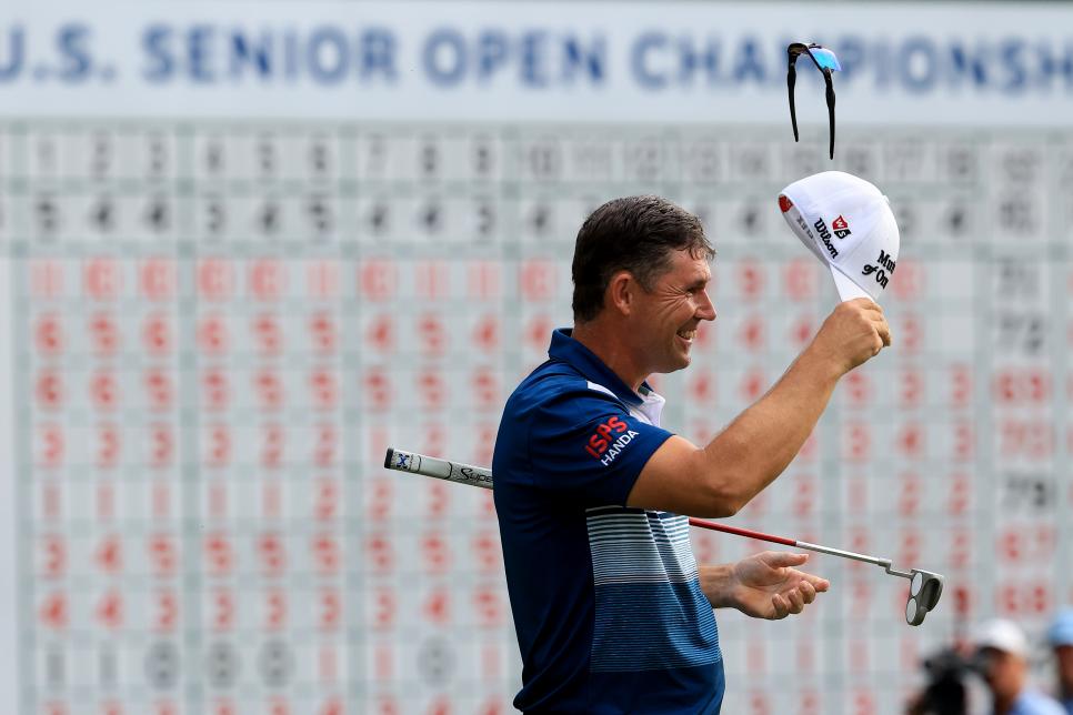 Padraig Harrington holds off a charging Steve Stricker to win the US Senior Open